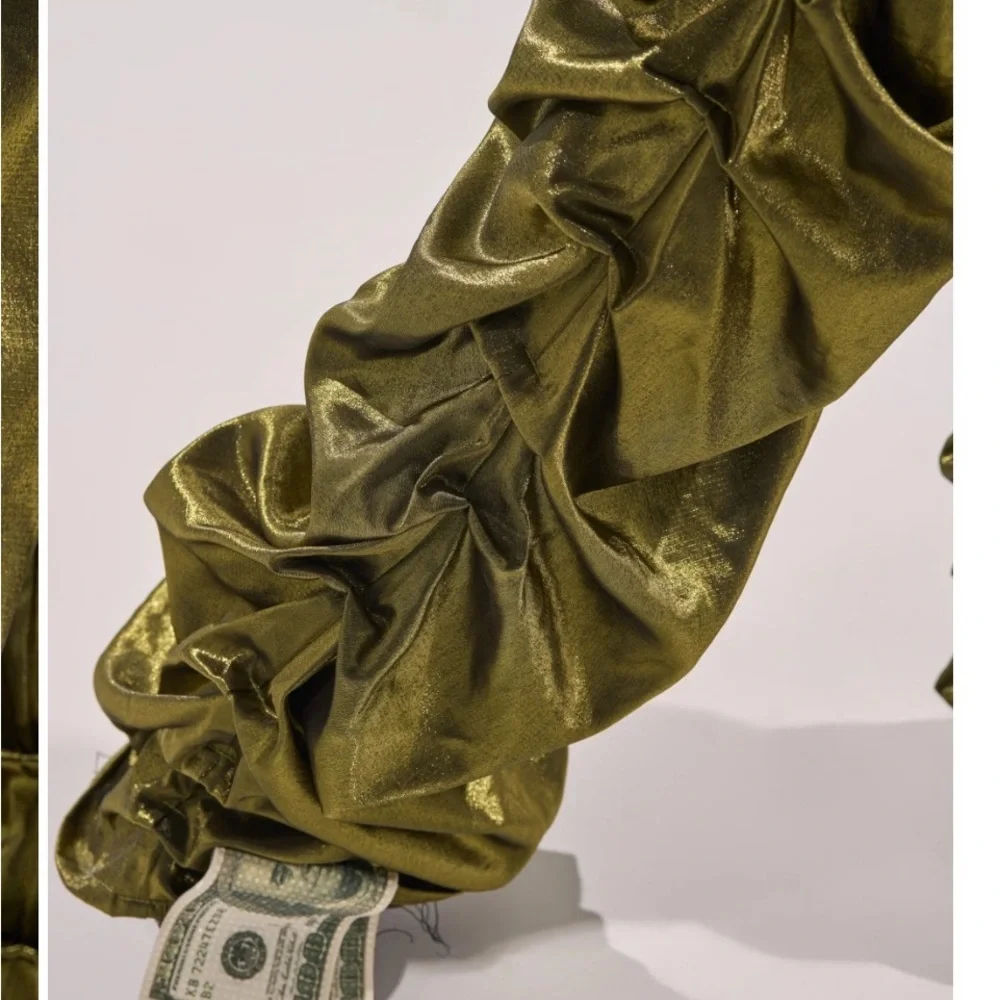 AKIRA Olive Green Ruched Cargo Skinny Pants - Picture 9 of 10